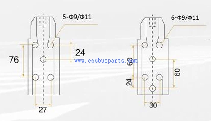 luxury side mirror details installation position dimension drawing for bus